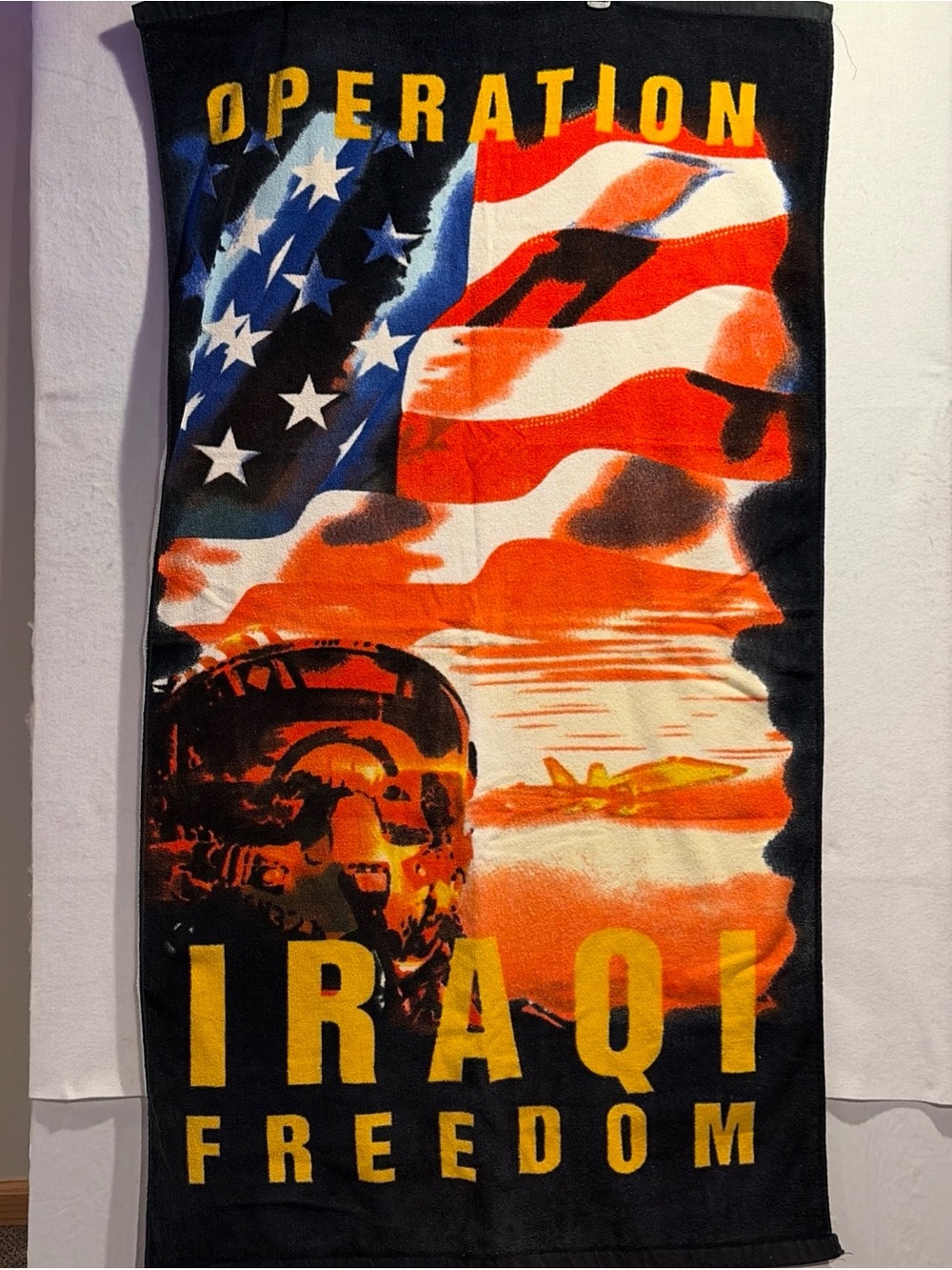 Operation Iraqi Freedom Beach Towel Vintage US Military Fighter Pilot